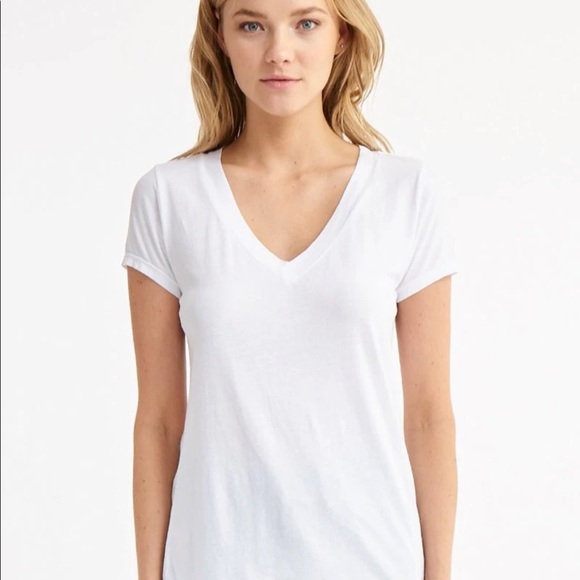 La made white v neck 100% cotton boyfriend tee shirt xs nwt - Picture 1 of 7